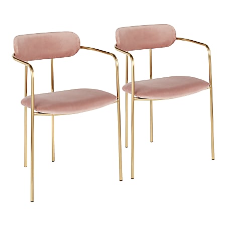 LumiSource Demi Accent/Dining Chairs, Pink/Gold, Set Of 2 Chairs