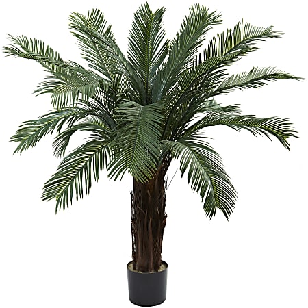 Nearly Natural Cycas 48”H UV Resistant Indoor/Outdoor Tree With Pot, 48”H x 49”W x 48”D, Green