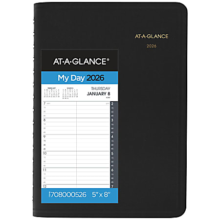 AT-A-GLANCE® 2026 Daily Quarter-Hour Appointment Book Planner, Black, Small, 5" x 8"