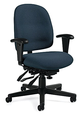 Global® Granada Multi-Tilter Low-Back Chair, 40"H x 26"W x 22 1/2"D, Sapphire/Black