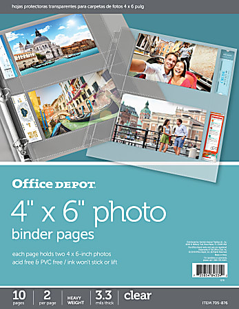 Office Depot® Brand Photo Binder Pages, 4" x 6", Clear, Pack Of 10