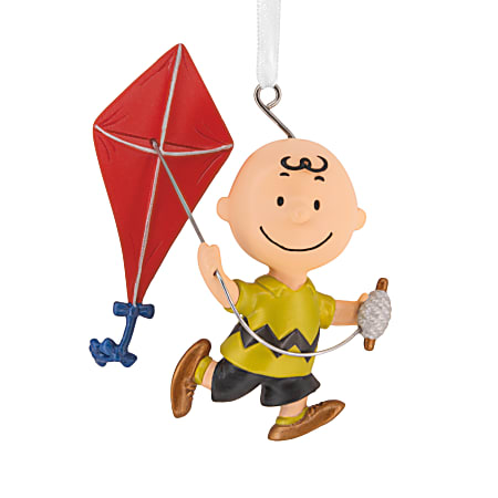 Hallmark Resin Christmas Ornament, 2-3/4” x 2-3/4” x 1-3/4”, Peanuts 75th Anniversary Charlie Brown With Kite