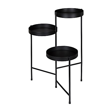 Kate and Laurel Finn 3-Tier Decorative Plant Stand Display, 10 in., Black