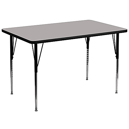 Flash Furniture Rectangular HP Laminate Activity Table With Standard Height-Adjustable Legs, 30-1/4"H x 36"W x 72"D, Gray