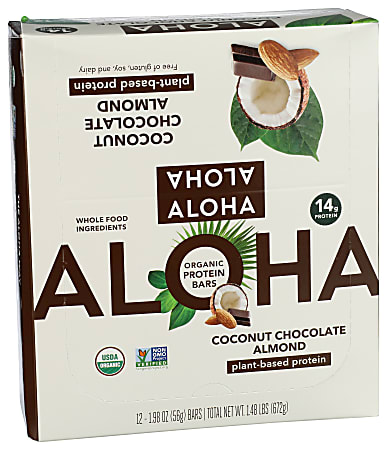 Aloha Plant Protein Bars, Coconut Chocolate, 1.98 Oz, Total Qty 12