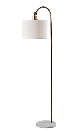 Adesso Rhodes Desk Lamp, 23"H, White Glass/Antique Brass