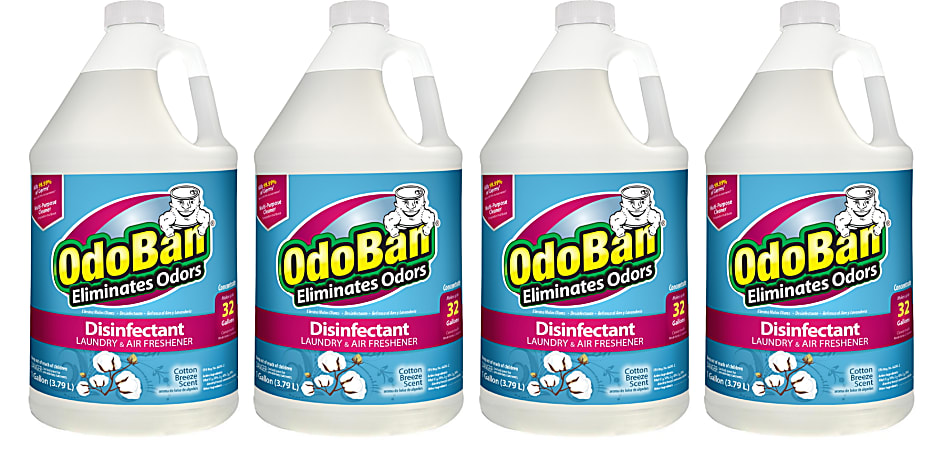 OdoBan Odor Eliminator Disinfectant Concentrate, Cotton Breeze Scent, 128 Oz, Case Of 4 Bottles