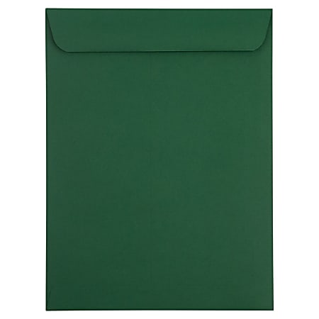 JAM Paper® Open-End 9" x 12" Envelopes, Gummed Seal, Dark Green, Pack Of 25 Envelopes