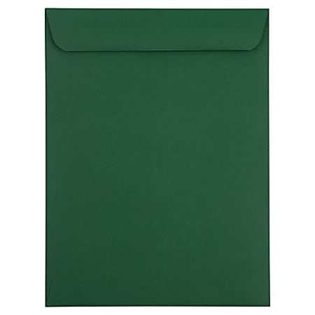 JAM Paper® Open-End 9" x 12" Envelopes, Gummed Seal, Dark Green, Pack Of 25 Envelopes