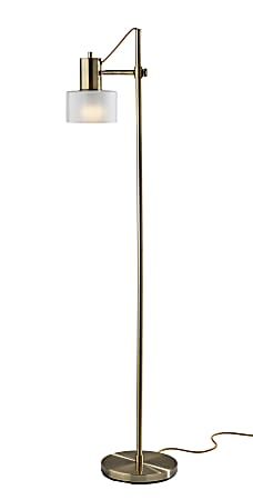 Adesso Rhodes Floor Lamp, 56"H, White/Antique Brass