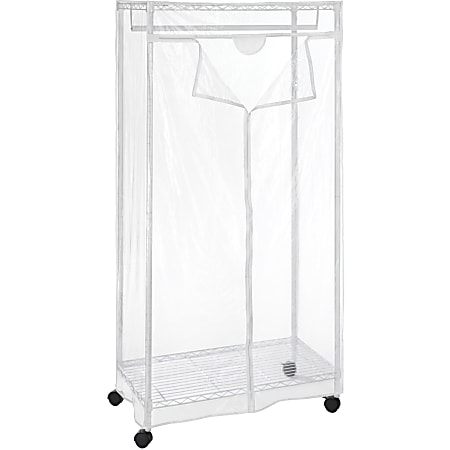 Whitmor Garment Rack - 70.3" Height x 36.8" Width x 19" Depth - White, Clear - Steel, Vinyl