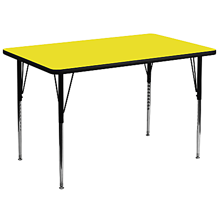 Flash Furniture Rectangular HP Laminate Activity Table With Standard Height-Adjustable Legs, 30-1/4"H x 36"W x 72"D, Yellow