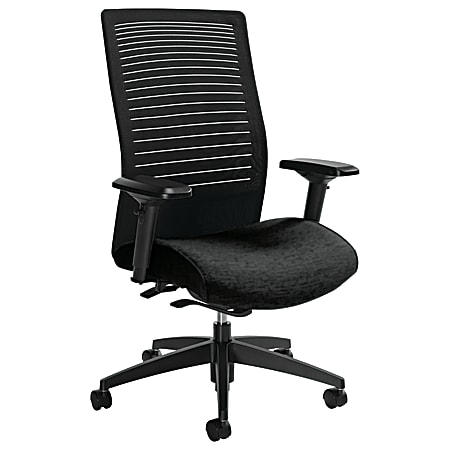 Global® Loover High-Back Weight-Sensing Synchro Chair, 42"H x 25 1/2"W x 24"D, Black Coal/Black