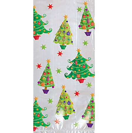 Amscan Christmas Tree Cellophane Party Bags, Medium, Pack Of 200 Bags
