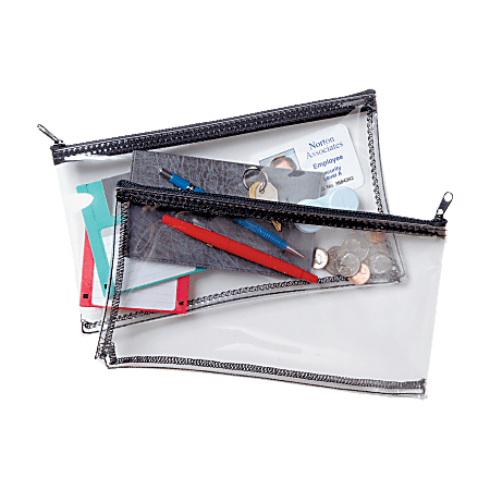 Vinyl Zipper Wallet | 6 Width x 11 Length | Clear Zipper Bags, Currency Bag, Multipurpose Utility Bag- 2 Pack