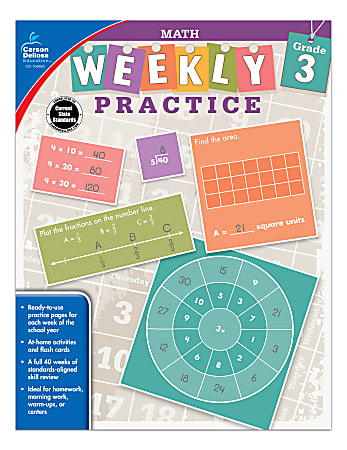 Carson-Dellosa™ Math Weekly Practice Workbook, Grade 3