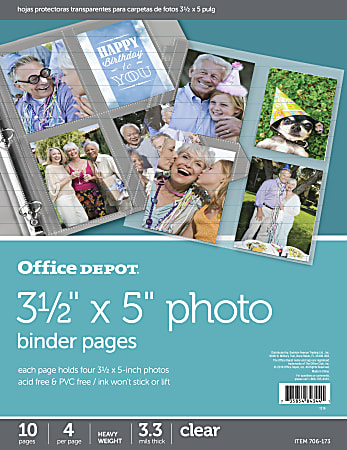 Office Depot® Brand Photo Binder Pages, 3-1/2" x