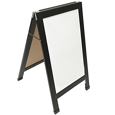 Excello Double-Sided Indestructible A-Frame Magnetic Dry-Erase Whiteboard, Steel, 40” x 23”, White, Black Wood Frame