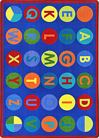 Joy Carpets® Kids' Essentials Rectangle Area Rug, Alpha-Dots™, 5-1/3' x 7-33/50', Multicolor