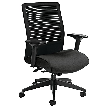 Global® Loover Mid-Back Weight-Sensing Synchro Chair, 39"H x 25 1/2"W x 24"D, Granite Rock/Black