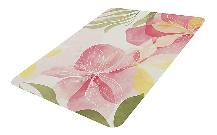 Realspace&reg; Decorative Vinyl Chair Mat For Low Carpet, 36" x 48", Natural Floral