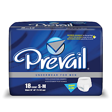 Prevail® Underwear For Men, Sm/Md, 28"-40", Box Of 18