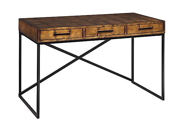 Coast to Coast Contemporary 48"W Office Writing Desk, Tabitha Aged Gold/Black