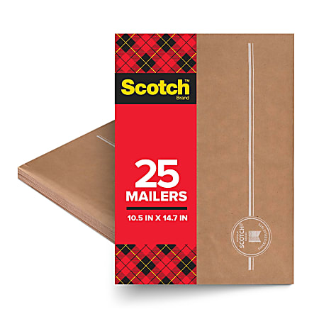 Scotch® Padded Mailers, Size 5, 10-1/2" x 14-3/4", Kraft, Pack Of 25 Mailers
