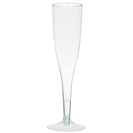Amscan Plastic Champagne Flutes, 5.5 Oz, Clear, 20 Flutes Per Pack, Case Of 2 Packs
