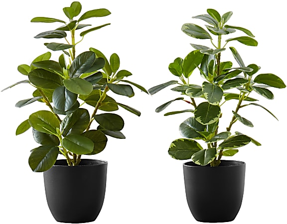 Monarch Specialties Lois 14”H Artificial Plants With Pots, 14”H x 9”W x 10”D, Green, Set Of 2 Plants