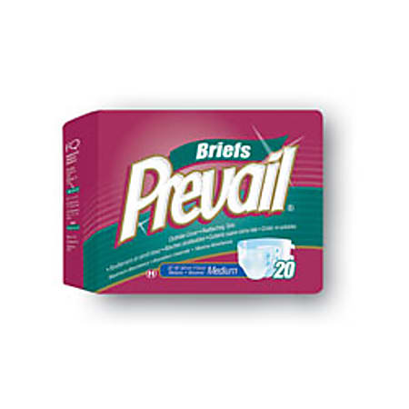 Prevail® Adult Briefs, Medium, 32"-44", Box Of 20