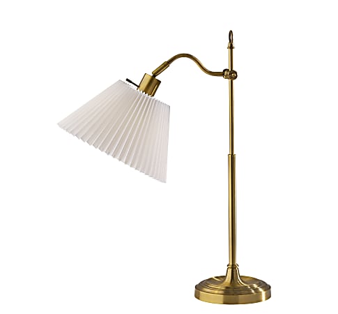 Adesso Derby Table Lamp, 26"H, White/Antique Brass