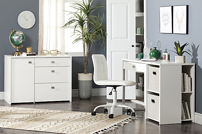South Shore Desk with 3 Storage Drawers Pure White 