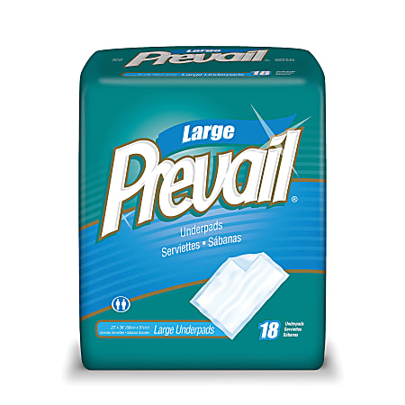 Prevail® Disposable Underpads, Large, 23" x 36", Blue, Box Of 72
