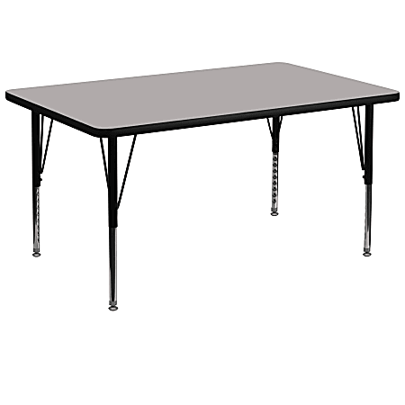 Flash Furniture Rectangular HP Laminate Activity Table With Height-Adjustable Short Legs, 25-1/4"H x 36"W x 72"D, Gray