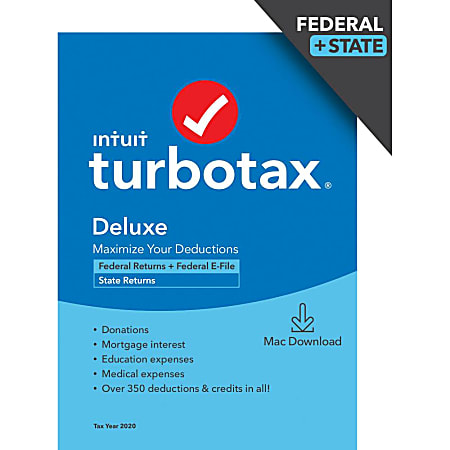 TurboTax Desktop Deluxe 2020 Federal Efile + State (Mac)