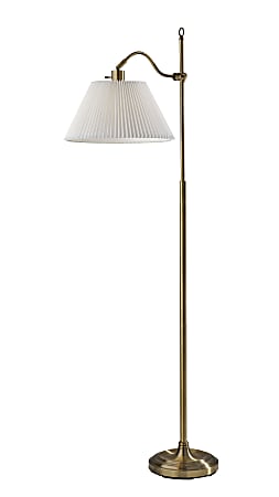 Adesso Derby Floor Lamp, 64-3/4"H, White/Antique Brass