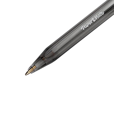 Paper Mate InkJoy 100 RT Pens Medium Point 1.0 mm Translucent Black Barrels  Black Ink Pack Of 12 - Office Depot
