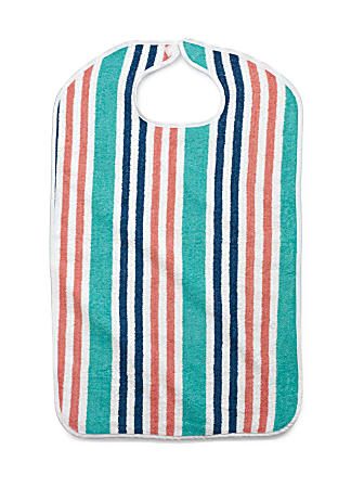 Medline Terry Cloth Striped Clothing Protectors, 22" x 36", Bright Stripe, Pack Of 12
