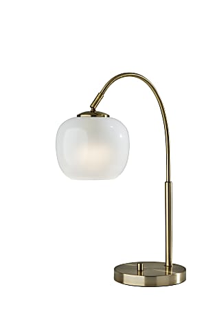 Adesso Magnolia Table Lamp, 21-3/4"H, White/Antique Brass
