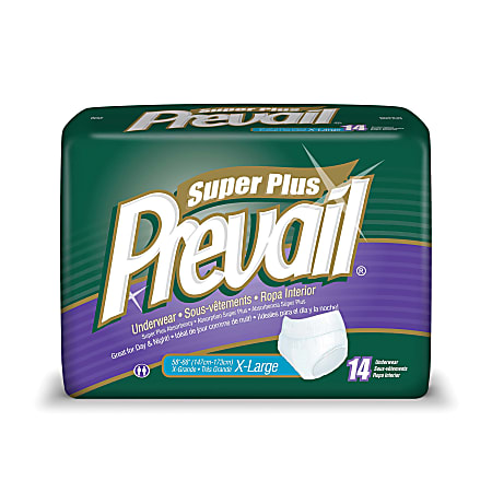 Prevail® Protective Underwear-Super Plus, X-Large, 58"-68", Black, Box Of 14