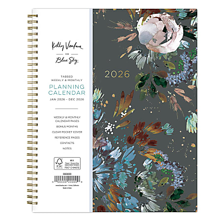 2026 Blue Sky Weekly/Monthly Planner, 8-1/2” x 11”, Midnight Garden, January To December, 140944