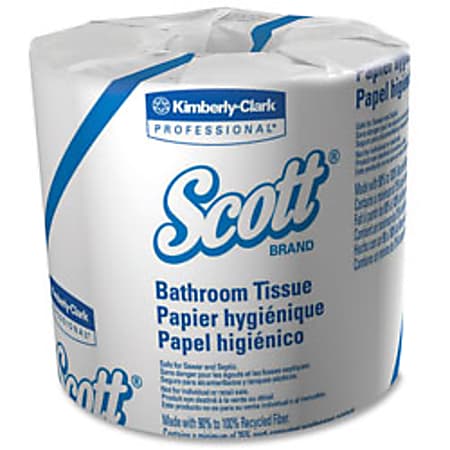 Scott® 45% Recycled Embossed 2-Ply Bathroom Tissue, 605 Sheets Per Roll, Case Of 80 Rolls