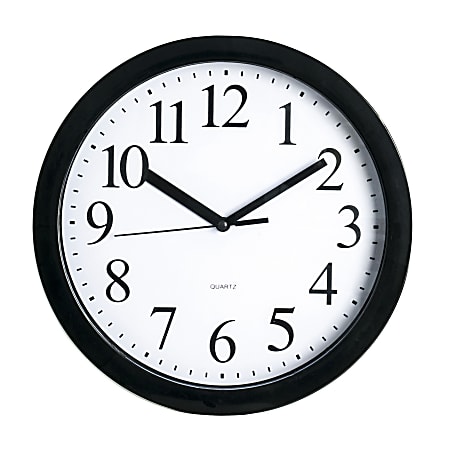 Realspace Round Quartz Analog Wall Clock 9 D Black Office Depot