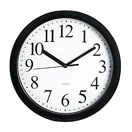 Realspace Round Quartz Analog Wall Clock 9 D Black - Office Depot