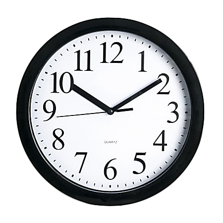 Realspace® Round Quartz Analog Wall Clock, 9&quot;D, Black