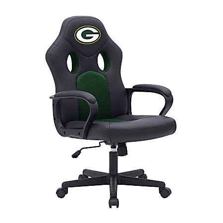 Imperial NFL Vision Faux Leather/Mesh High-Back Computer Gaming Chair, Green Bay Packers