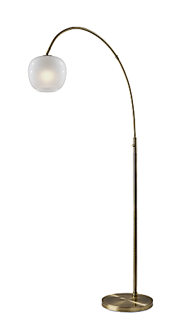 Adesso Magnolia Arc Floor Lamp, 72"H, White/Antique Brass