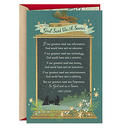 Hallmark Religious Christmas Card (God Sent Us A Savior)