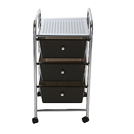 Mind Reader 3-Drawer Metal All-Purpose Rolling Utility Cart, Black